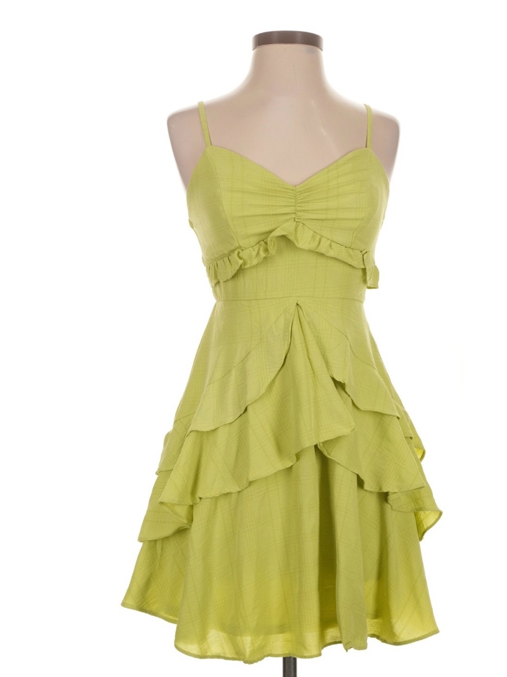 City Studio Lime Ruffle Tiered Spaghetti-Strap Dress